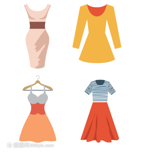 女裝衣服裙子矢量圖標(biāo)插畫(huà)
